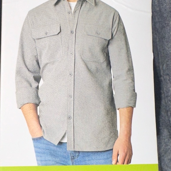Eddie Bauer Double Brushed Chamois Shirt Mens Large Gray Button Up NWT - Picture 6 of 6